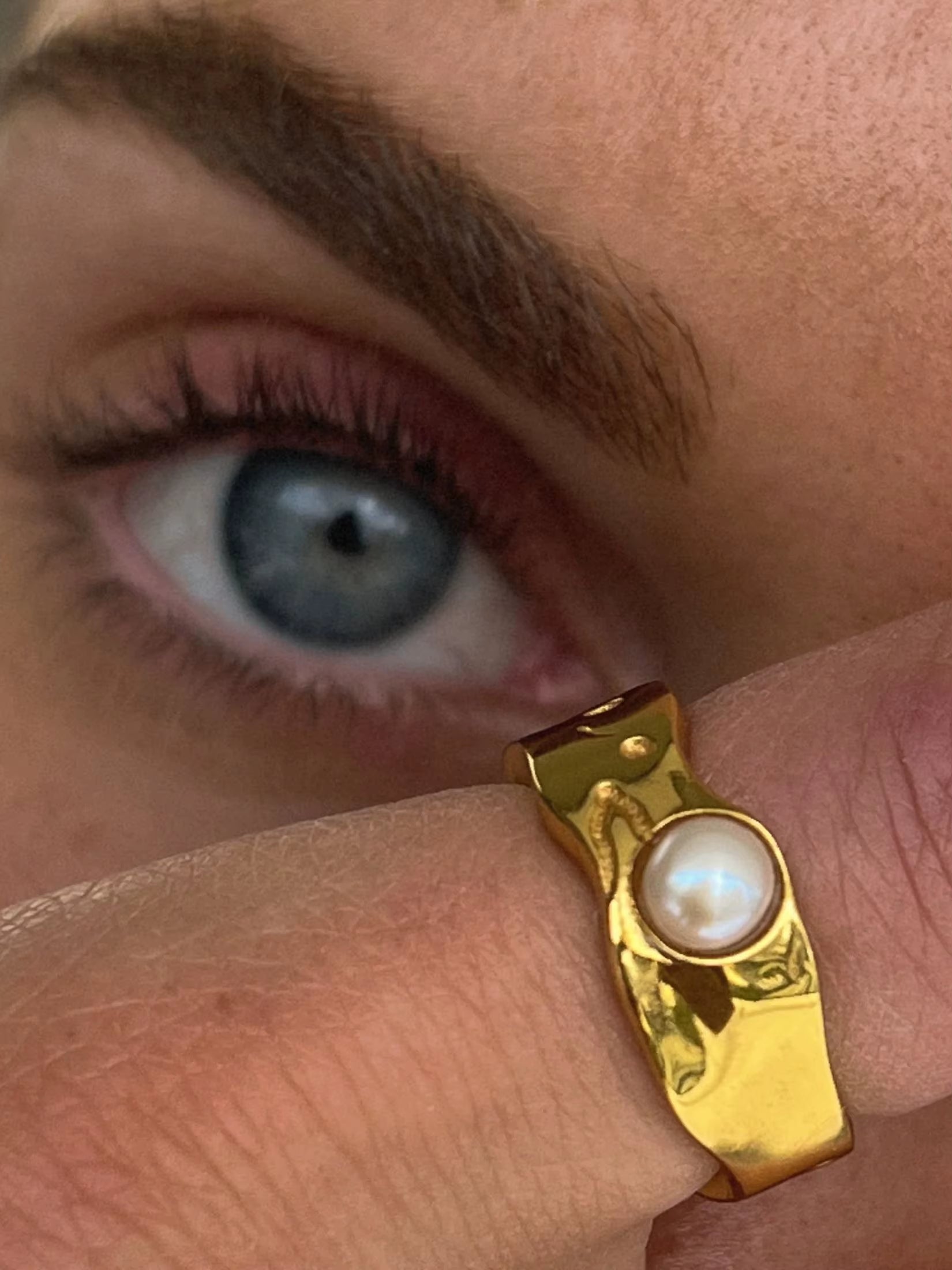 18Kgold Plated 316L Stainless Steel Shell Rings for Women Heart Shape Yin Yang Chunky Finger Rings Waterproof Jewelry