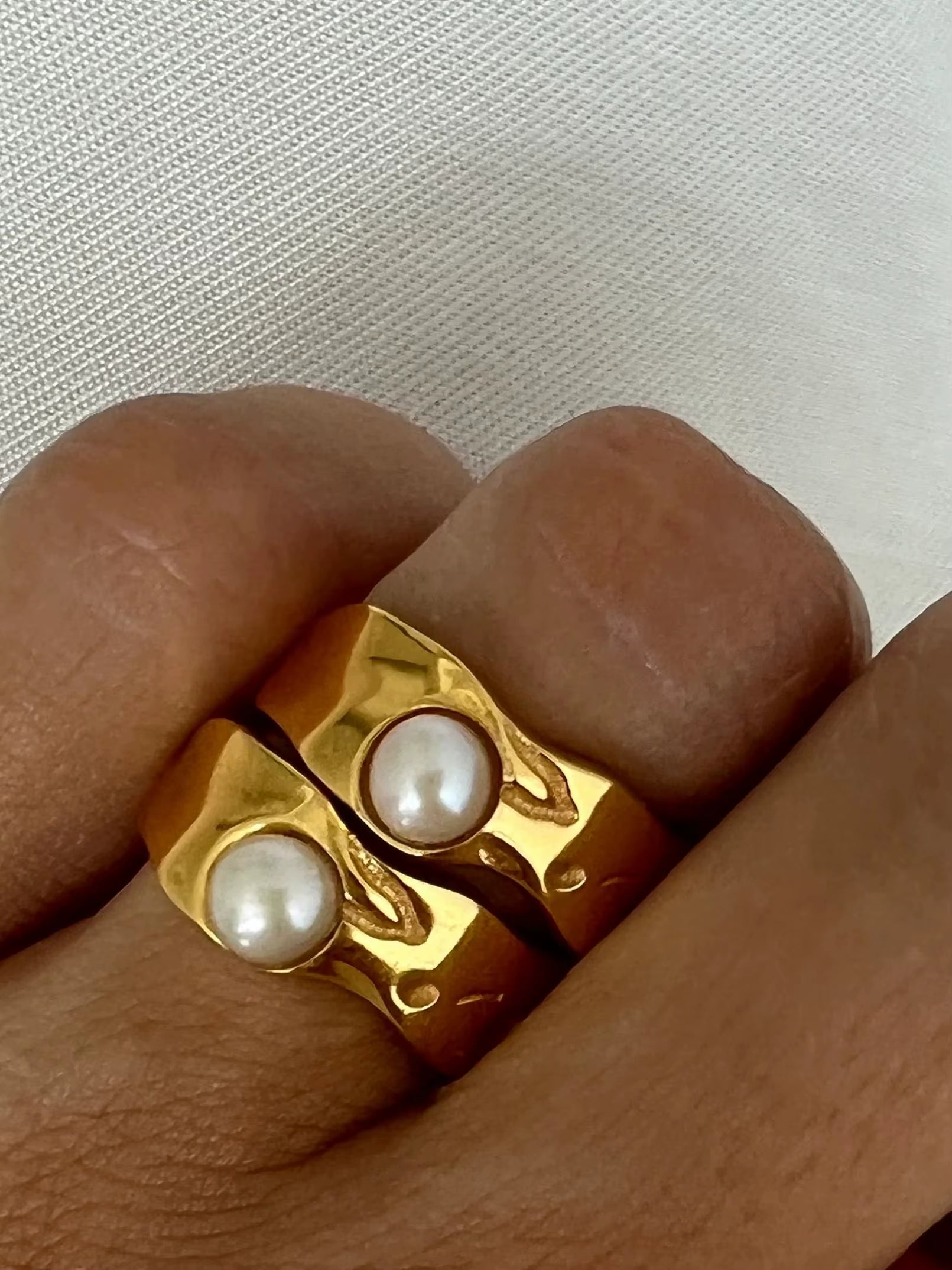 18Kgold Plated 316L Stainless Steel Shell Rings for Women Heart Shape Yin Yang Chunky Finger Rings Waterproof Jewelry