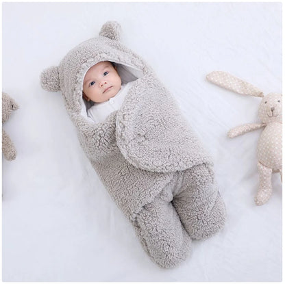 Cute Bear Ear Baby Plush Sleeping Bag - Warm and Cozy Infant Sleep Sack